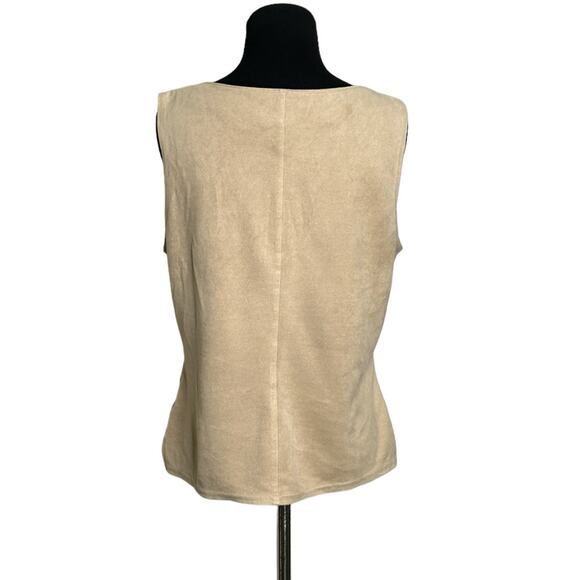 Kathy Ireland beige velvet sleeveless v neck top size Medium - Picture 2 of 10